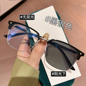 Lunettes de myopie chromatique demi-monture pour hommes étudiants montures optiques anti lumière bleue pour femmes - Product Image 2