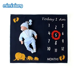 Mimixiong 달 담요 사진 소품 신생아 유아 아기 월간 이정표 담요 월간 매트 작은 아기