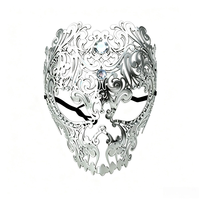Masque facial complet en métal incrusté de diamants pour homme, masque en fer forgé incrusté de diamants, masque de princesse pour adulte pour bal masqué