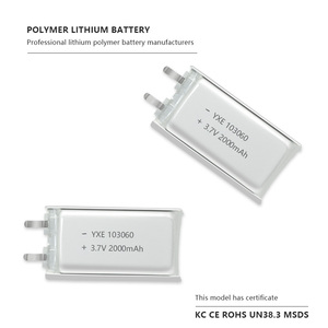 Bán Hot OEM/ODM chu kỳ sâu 3.7V/2000mAh 103060 Pouch tùy chỉnh lithium có thể sạc lại ion pin di động - Product Image 2
