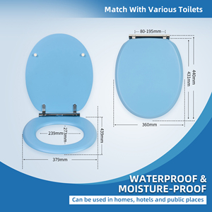 Siège de toilette en bois moulé <span class=keywords><strong>bleu</strong></span> océan à fermeture douce et à dégagement rapide avec finition mate - Product Image 4