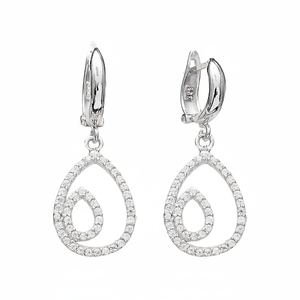 Pear Shape Drop Design Dangle Clip On <b>Earrings</b> Turkish Wholesale Handmade 925 Sterling Silver Jewelry - Product Image 2