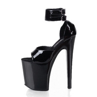 Sandales isolantes à talons super hauts de 20 cm, pour femmes, talons aiguilles, sexy, plateforme, noires, à la mode, nouvelle collection