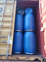 Fût en plastique bleu HDPE à ouverture supérieure de 220 litres (55 gallons) recyclable avec cerclage en fer