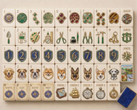 Tuiles de Mahjong Américaines Bleu Vif à 4 Couches Thème Tropical – Coffret Cadeau de Marque Motifs Perle pour Soirées Jeux à Domicile et Fêtes à la Plage
