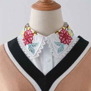 Venta caliente Chic Bordado Floral <span class=keywords><strong>Camisa</strong></span> <span class=keywords><strong>Blanca</strong></span> <span class=keywords><strong>Cuello</strong></span> Diseños - Product Image 5