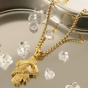 Collar de Acero Inoxidable para Hombre con Colgante de Águila del Desierto, Collar de Moda Hip-hop de Acero de Titanio de 18K para Hombre, Joyería de Moda - Product Image 2