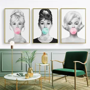 Audrey Hepburn Bubble Gum Art mural toile mode imprimés peinture photos décoration de la maison