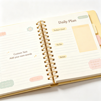 Carnet à spirale personnalisé en PU à motif floral avec fenêtre découpée, agenda-journal à fleurs, cadeau