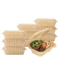 Contenants alimentaires en plastique de coque de riz, lot de 50, 26 oz, boîtes à emporter réutilisables avec couvercles pour la préparation des repas, pâtes, salades, sandwichs