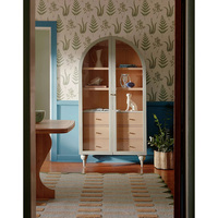 Armoire de rangement de meubles de maison rétro français cadre en bois massif et armoire latérale en arc de verre pour le salon