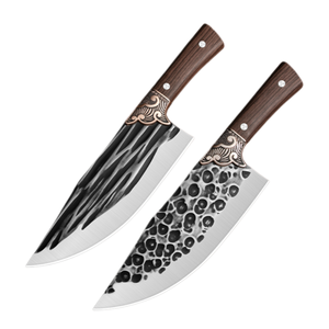 `Wholesale Handmade Forged Butcher <b>Knife</b> Hammer Pattern Meat Cutting <b>Knife</b> Wooden Handle Kitchen Chef <b>Knife</b> OEM ODM - Product Image 1
