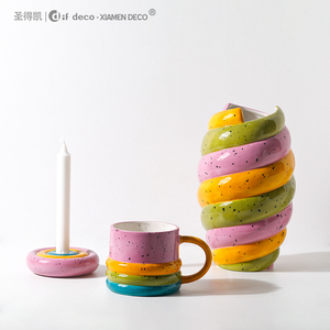 Nordic Original New Ceramic <span class=keywords><strong>Rainbow</strong></span> Mug Coffee Tea Set pour le <span class=keywords><strong>thé</strong></span> de l'après-midi - Product Image 4