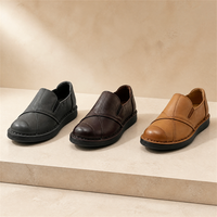 Mocassins décontractés pour femmes en cuir véritable personnalisés, avec bande élastique à la pointe, doublure en PU, semelle extérieure en PVC antidérapante, vente en gros
