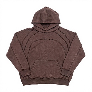 Sweat à capuche vintage pour homme, coupe oversize, effet délavé, avec panneaux à bords bruts, style streetwear, en molleton épais - Product Image 1