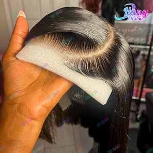 Producto más vendido Sin enredos Sin desprendimiento <span class=keywords><strong>Muy</strong></span> sedoso Las mejores pelucas rectas de hueso negro 100% Película de cabello humano Pelucas delanteras de encaje Hd - Product Image 1