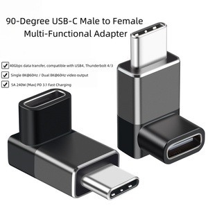 อะแดปเตอร์มุม USB-C 90 องศา 2 แพ็ค 40Gbps USB4 Thunderbolt PD3.1 240W DC Output อลูมิเนียมอัลลอยด์ <span class=keywords><strong>OTP</strong></span> สำหรับสตีมเด็คแล็ปท็อป - Product Image 2