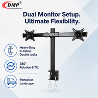 Nouveau support de bureau DMP à double pince incurvée réglable pour moniteurs LCD/LED de 13 à 27 pouces