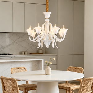 <span class=keywords><strong>Lampadario</strong></span> <span class=keywords><strong>Moderno</strong></span> per Soggiorno, Design Floreale Bianco, Stile Americano - Product Image 4
