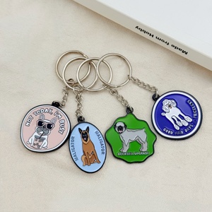 Personalized Lightweight Modern Dog Badge Keychain Keyring Zinc Alloy UV Printing Promotional Corporate Gift Pet Owner Keepsake