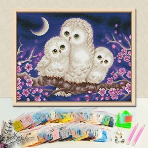 DIY Diamond Painting Kit Love Owl Couple Scene Full Round Drill Mosaic Art Romantic Home Wall Decor - Product Image 1