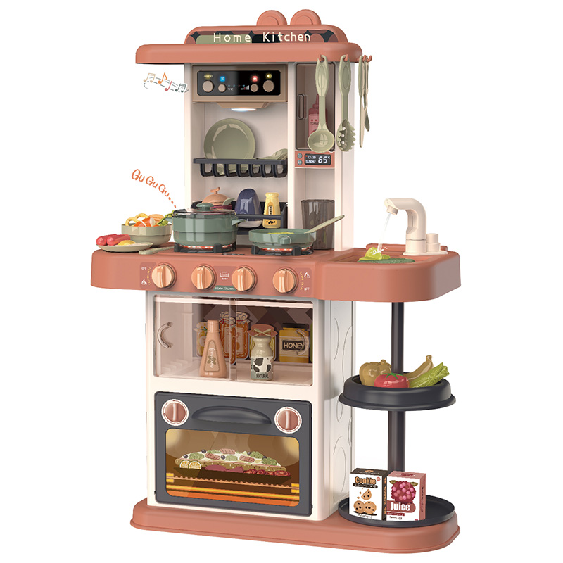 Kid Preschool 72cm High Kitchen Toys For Girls Simulation Tableware With Light/Water/Spray