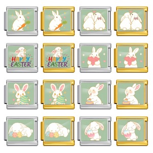 Serie Conejito de Pascua, Charms Modulares Italianos para Pulsera, Acero Inoxidable, Accesorios Desmontables para Correa de Reloj, Regalo Unisex - Product Image 1