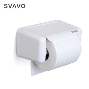 Dispensador de pañuelos de plástico a precio barato, accesorios de baño, rollo de montaje en pared, soporte de papel higiénico con estante para teléfono móvil - Product Image 1