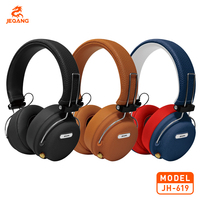 Casque audio vintage BT supra-auriculaire en cuir PU avec coussinets confortables, charnière métallique, son stéréo multicolore pour la musique et le gaming, vente en gros