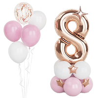 Balon Konfeti Angka 8 Warna Rose Gold 40 Inci Balon Foil Helium Besar untuk Ulang Tahun Wanita dan Anak Perempuan, Baby Shower