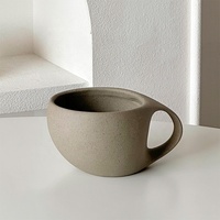 Tasses à café en céramique grises personnalisées en gros avec logo, verres à expresso et à latte faits à la main, personnalisés