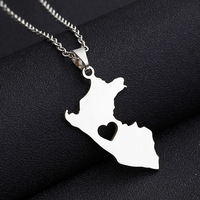 Llavero de recuerdo con mapa de Perú, colgante de bandera de Lima, collar de metal, venta al por mayor, collar personalizado de Perú