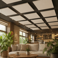 Dalles de plafond en laine de verre Qinsound 600x600mm carrées, anti-écho, pour le contrôle de la réverbération dans les restaurants et cafés