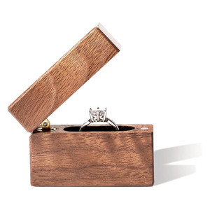 Custom-made high-end wooden engagement <b>ring</b> <b>box</b>, small square flip-top <b>ring</b> <b>box</b>, solid wood engagement <b>ring</b> <b>box</b>. - Product Image 1
