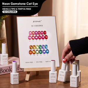 เจลทาเล็บแมวตาแมวสีนีออน JTING ขายส่ง ชุด 12 สี ปราศจากสาร HEMA&TPO พร้อมกลิตเตอร์แม่เหล็ก รับผลิตแบรนด์ส่วนตัว - Product Image 1