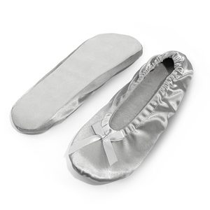 Nuove scarpe da regalo per gli ospiti dopo la festa pantofole pieghevoli ballerine in raso d'oro con soletta in spugna - Product Image 2