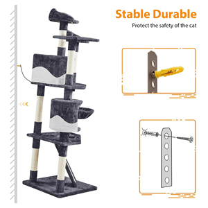 Nueva torre de Interior para gatos con rascadores cubiertos de sisal, hamaca de árboles para gatos y gatitos de condominio, árboles para gatos de varios niveles - Product Image 5