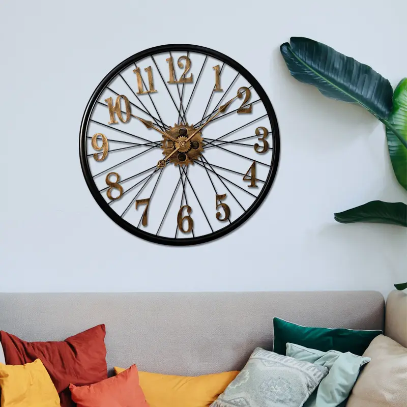 Jam Digital bahasa Arab, jam dinding dekorasi rumah Modem 24 inci gaya Eropa tidak berdetik jam 3D untuk dalam dan luar ruangan