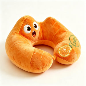Customized Citrus Fruit Plush Travel Pillow, Cartoon Orange Character U <b>Neck</b> <b>Cushion</b> - Product Image 5