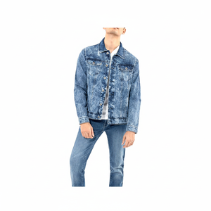 แจ็คเก็ตเดนิมผ้าแคนวาสขนาดใหญ่สำหรับผู้ชาย ระบายอากาศได้ดี เหมาะสำหรับฤดูหนาว ขายส่งราคาถูก ไซส์พลัส มีโลโก้ด้านหน้า - Product Image 1