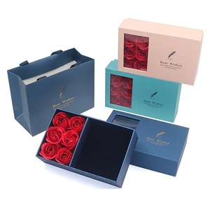 Caja de Regalo de Joyería de Lujo con 6 Rosas, Caja de Exhibición con Ventana para Anillo, Colgante y Pulsera con Diseño de Plumas, para el Día de San Valentín - Product Image 5