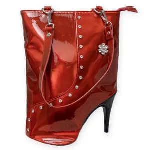 2023 Ladies High Heel Boot bag com jóias de cristal com zíper bolsos internos moda sapatos de salto alto saco das mulheres