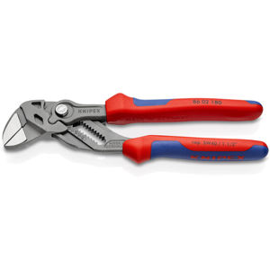 KNIPEX 86 02 180 SB Alicates Llave inglesa y alicates en una sola herramienta con mangos multicomponentes gris atramentizado 180 mm - Product Image 1
