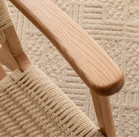 Chaise en bois tressé à la main pour salon de jardin moderne, vente chaude, chaise décontractée avec accoudoirs
