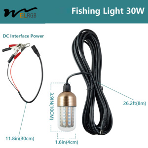 Luce LED Subacquea 12V 30W IP68 Impermeabile per Pesca Notturna, Lampada Verde e Bianca per Esplorazione Subacquea - Product Image 5