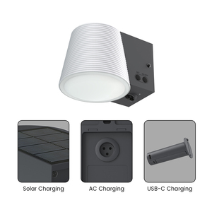 Nhà Máy Trực Tiếp 1000lm 3-Trong-1 Năng Lượng Mặt Trời/AC/USB-C LED Ánh Sáng Ip65 Ngoài Trời Năng Lượng Mặt Trời Đèn Tường Cảm Biến Với Trắng Chụp Đèn Cho Vườn - Product Image 2