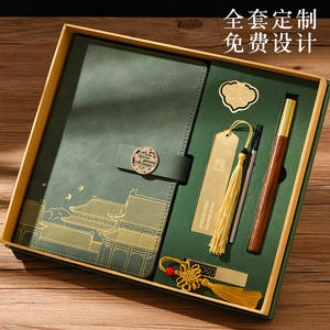 LX2024 4 Cuadernos de Cuero PU Estilo Chino, Set de Regalo para Oficina y Negocios, Diseño Grabado, Personalizado, Encuadernado con Alambre, Papel Daolin - Product Image 2