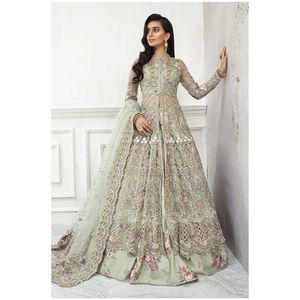 Heavy Embroidered Unstitch Indian Style Bridal Lehenga – Green <b>Kurti</b> Lehenga Choli Wedding Wear Pakistani Bridal Clothing - Product Image 1