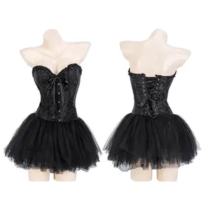 sexy halloween costumes black tight corset tutu dress for women
