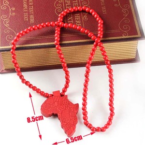 Collar Risingmoon con Colgante de Madera con Mapa de África, Cuentas de Madera de 8mm con Patrón en Relieve Multicolor, Estilo <span class=keywords><strong>Hip</strong></span> <span class=keywords><strong>Hop</strong></span> - Product Image 4